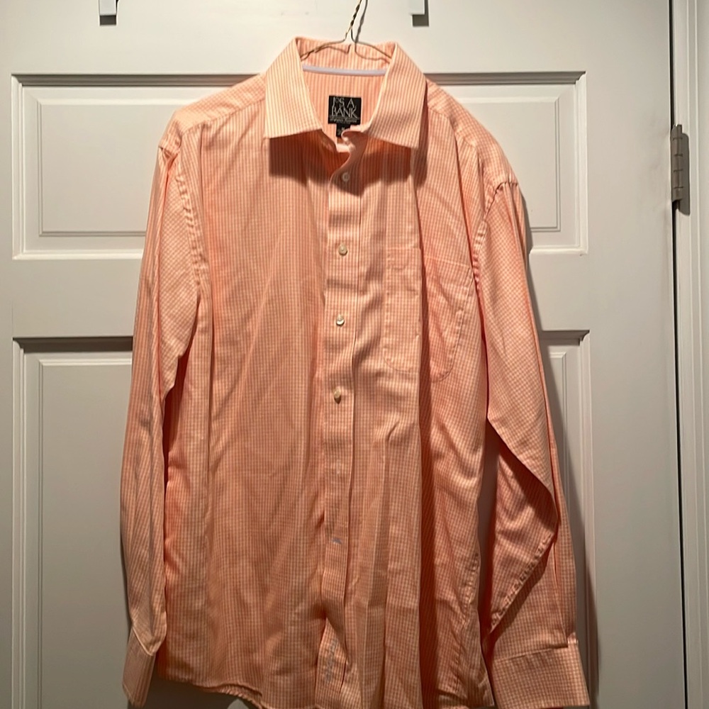 JoS A Bank Orange Check Mens Signature Collection Dress Shirt